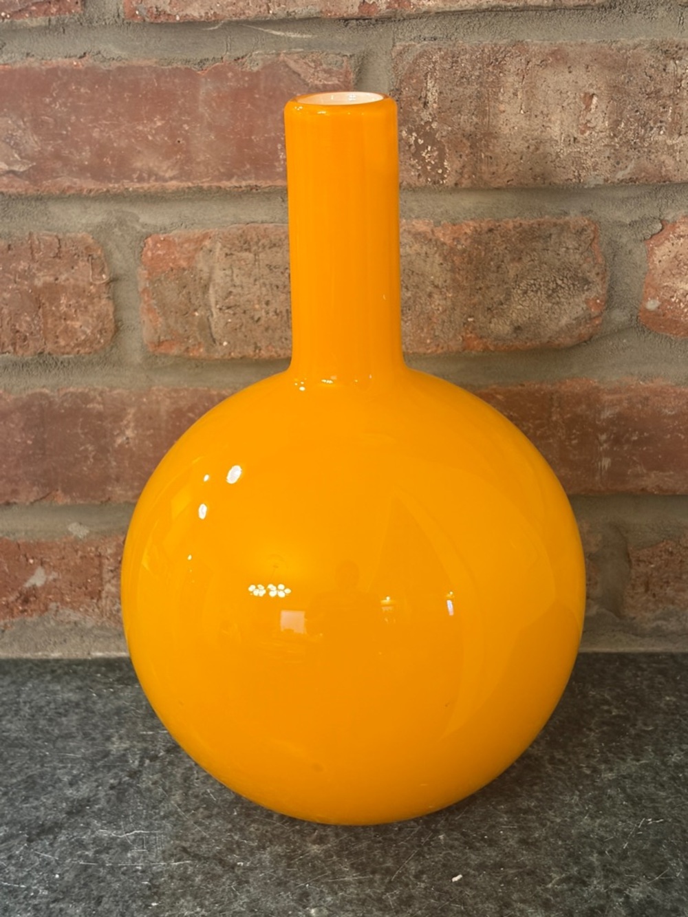Vintage orange cased glass vase
